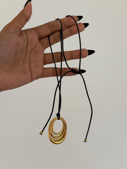 Oval Pendant Necklace – Adjustable Cord