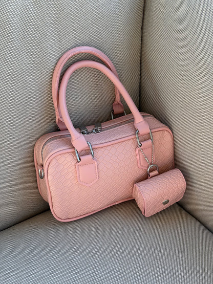 Croc Embossed Boston Satchel with Matching Coin Pouch ( Available in 3 colors )
