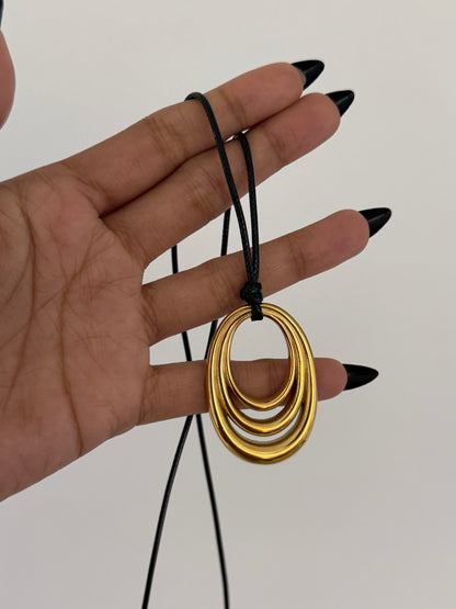 Oval Pendant Necklace – Adjustable Cord