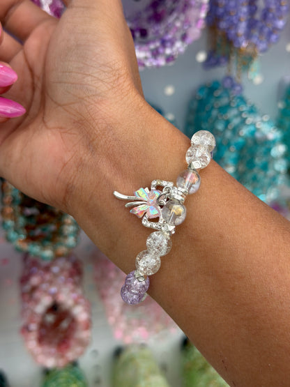 Lilac Butterfly & Bow Beaded Bracelets