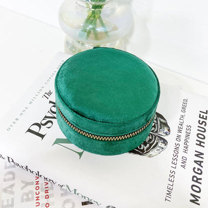 Velvet Round Travel Jewelry Box ( Jewelry not included )