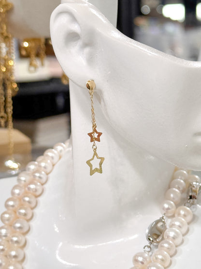 18K Gold Star Dangling Earrings
