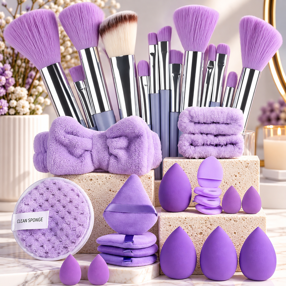 33-Piece Ultimate Makeup Brush & Beauty Essentials Set