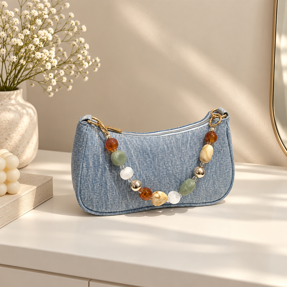 Y2K Beaded Shoulder Bag