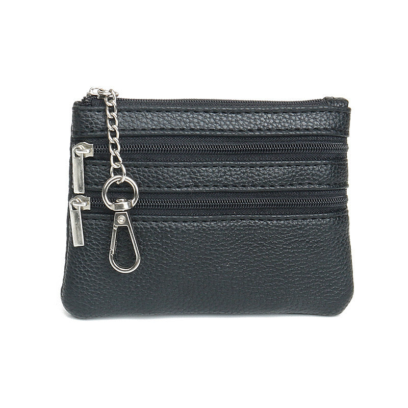 Triple Zip Coin Purse Keychain