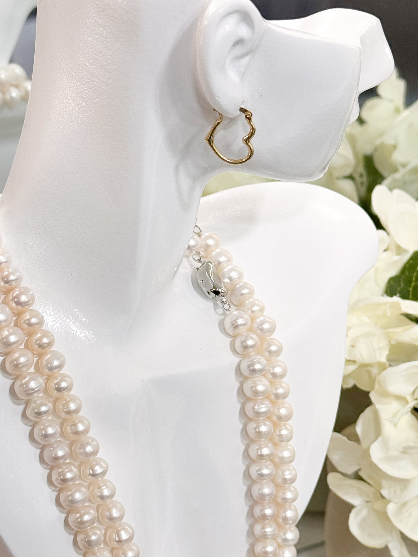 18K Genuine Gold Heart Hoop Earrings