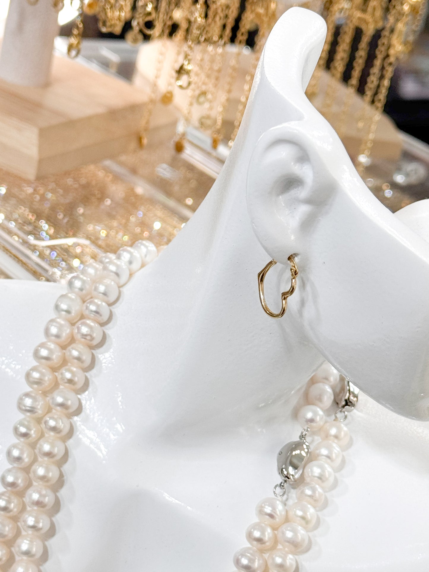 18K Genuine Gold Heart Hoop Earrings