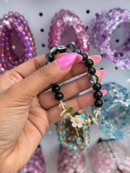 Daisy Crystal Charm Beaded Bracelet