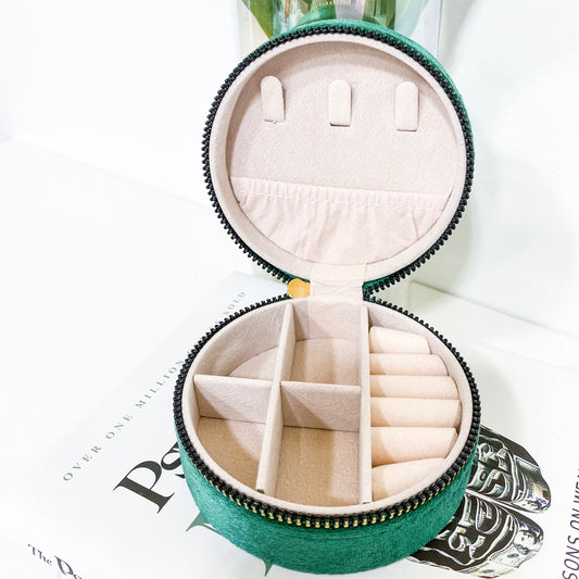 Velvet Round Travel Jewelry Box ( Jewelry not included )