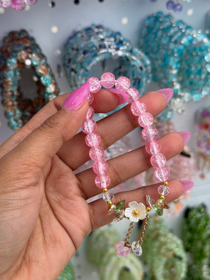 Daisy Crystal Charm Beaded Bracelet