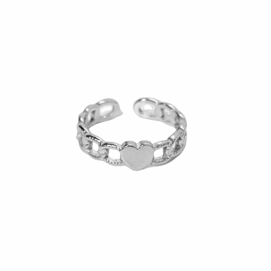 Tiny Chain Of Hearts Ring (Adjustable)