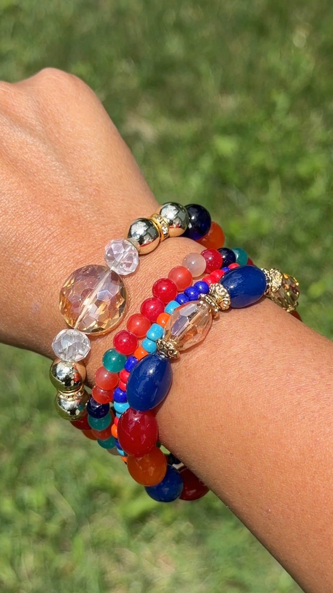 New Large Crystal Layered Bracelets ( 2 colors available )