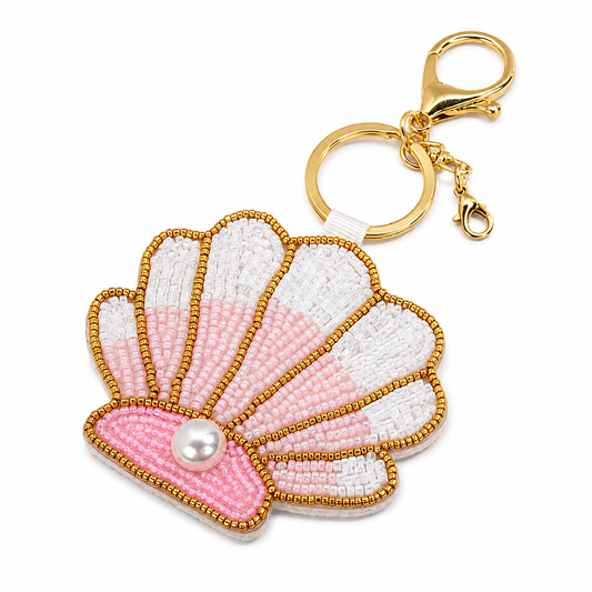 Big Seashell Beaded Bag Charm