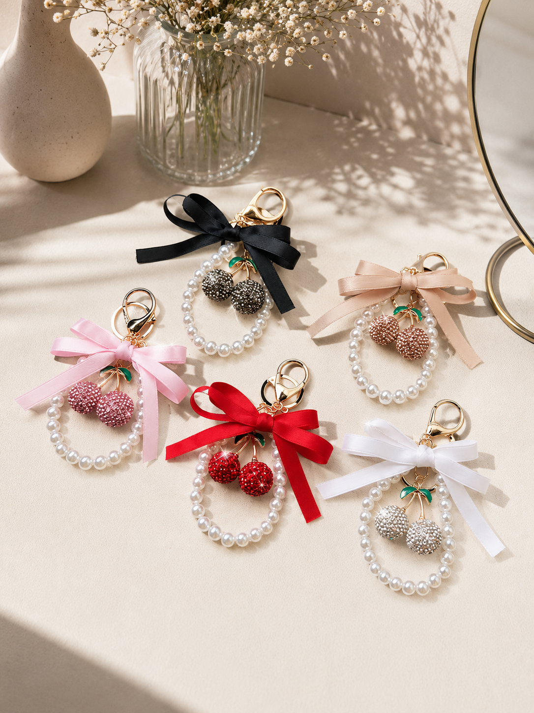 Coquette Cherry Bag Charm Keychain