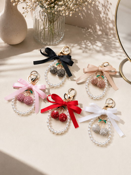 Coquette Cherry Bag Charm Keychain