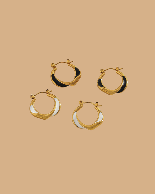 Enamel Hoop Twist Earrings