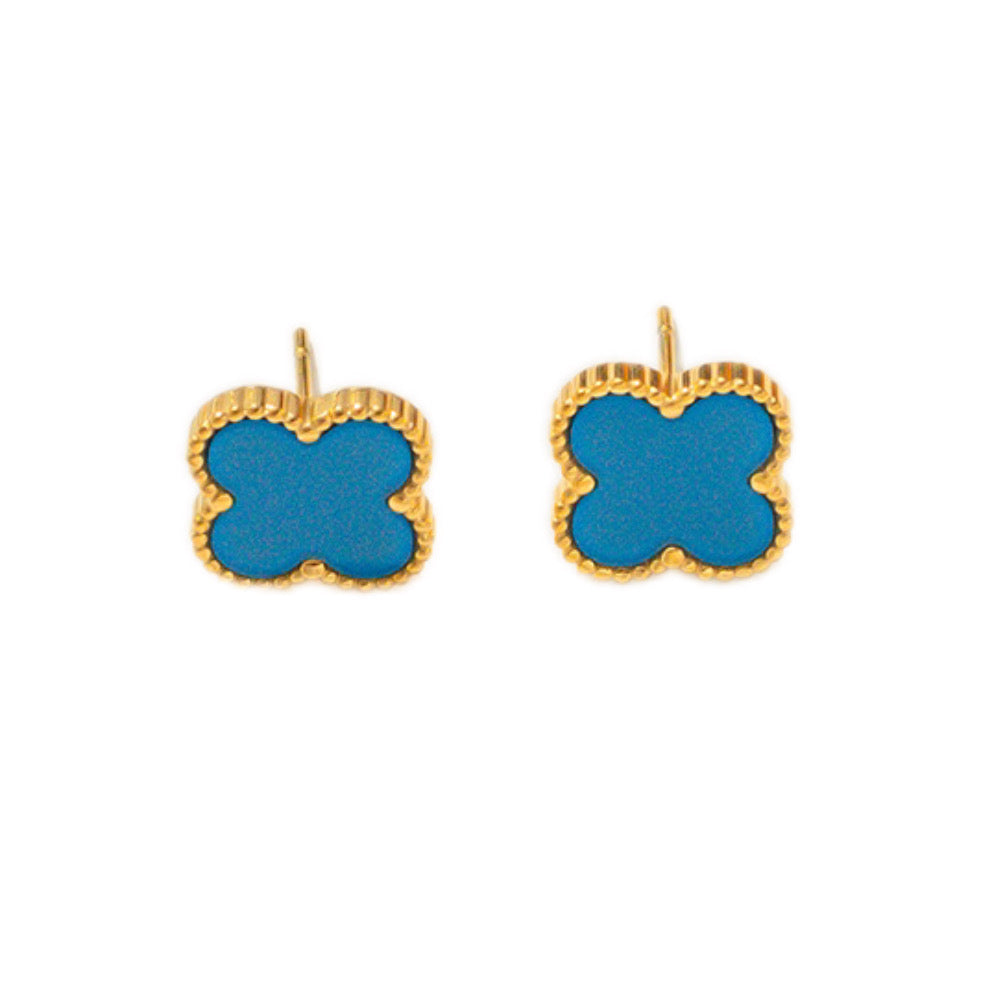 18K Gold plated Clover Stud Earrings ( Available in 5 colors )