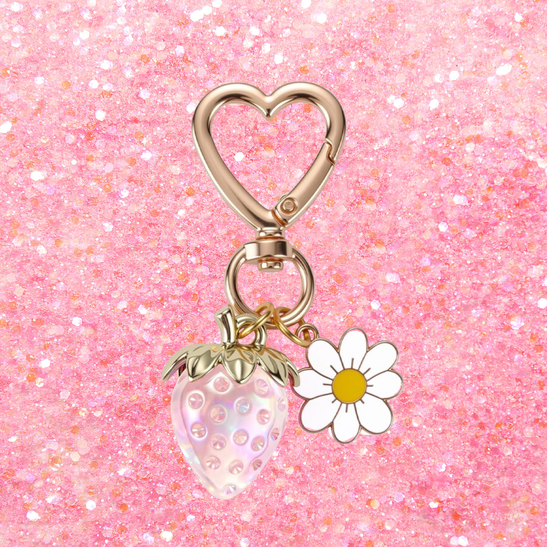 Iridescent Strawberry Daisy Charm