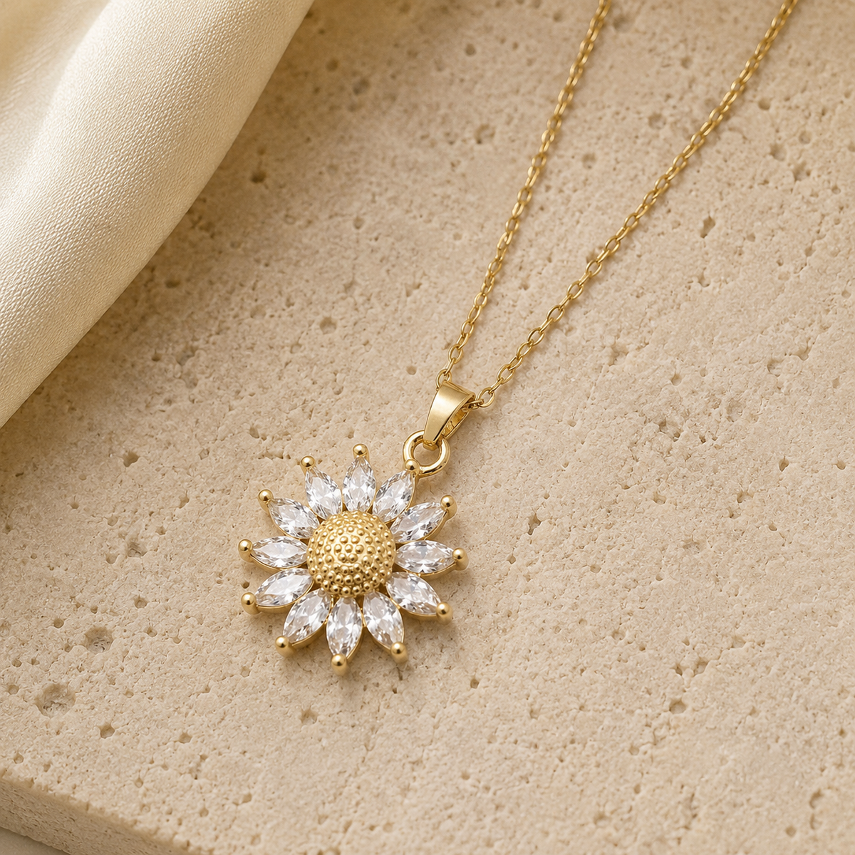 Sunny Sunflower Crystal Pendant Necklace