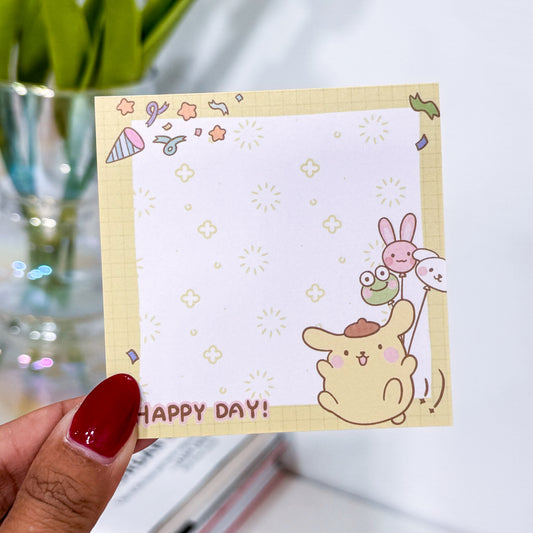 Happy Day Pompom Sticky Notepad ( 20 Pages )