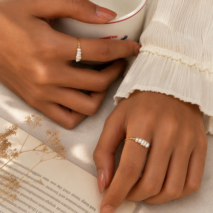 Dainty Pearl Beaded Ring | Tarnish Resistant