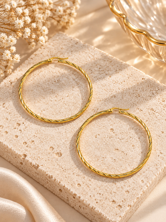 Sienna Twisted Gold Hoop Earrings