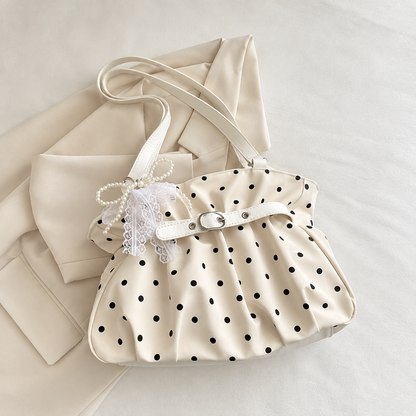 Ruched Polka Dot Shoulder Bag