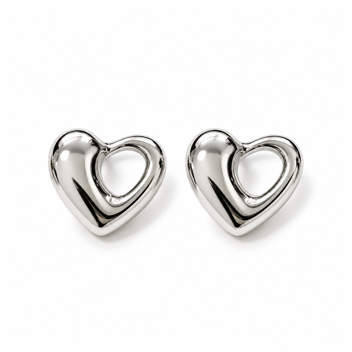 Puffy Heart Stud Earrings