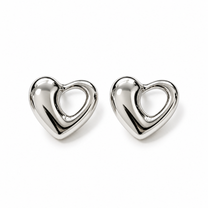 Puffy Heart Stud Earrings