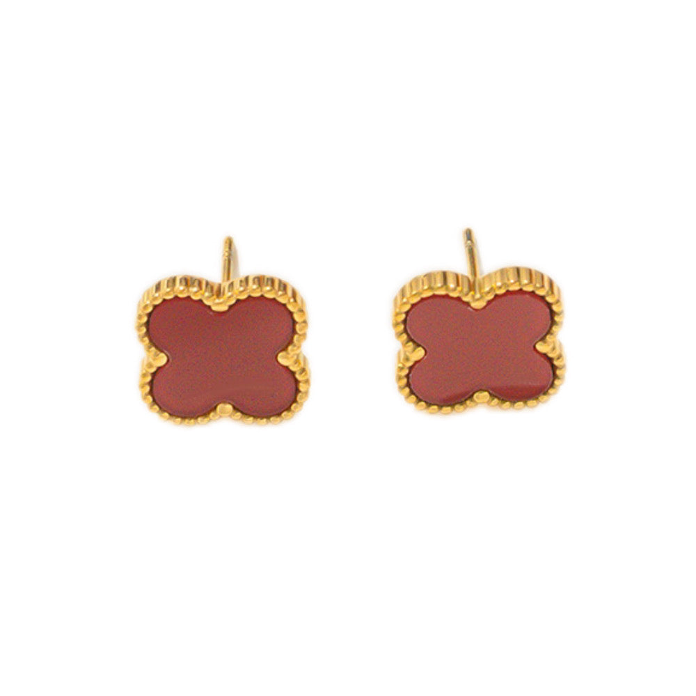 18K Gold plated Clover Stud Earrings ( Available in 5 colors )