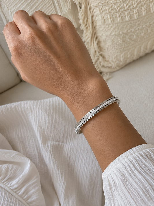 Scalloped Edge Bangle |Tarnish Resistant