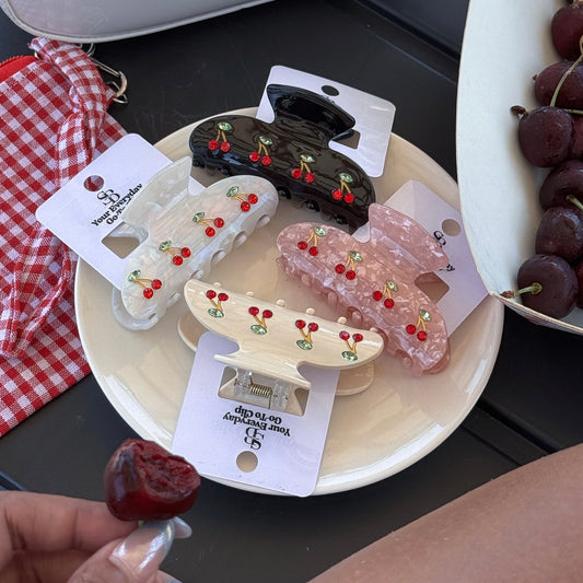 Vintage Cherry Hair Clips