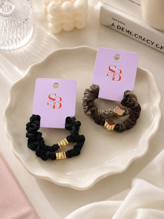 Clover Charm Hair Scrunchie - 2 Piece