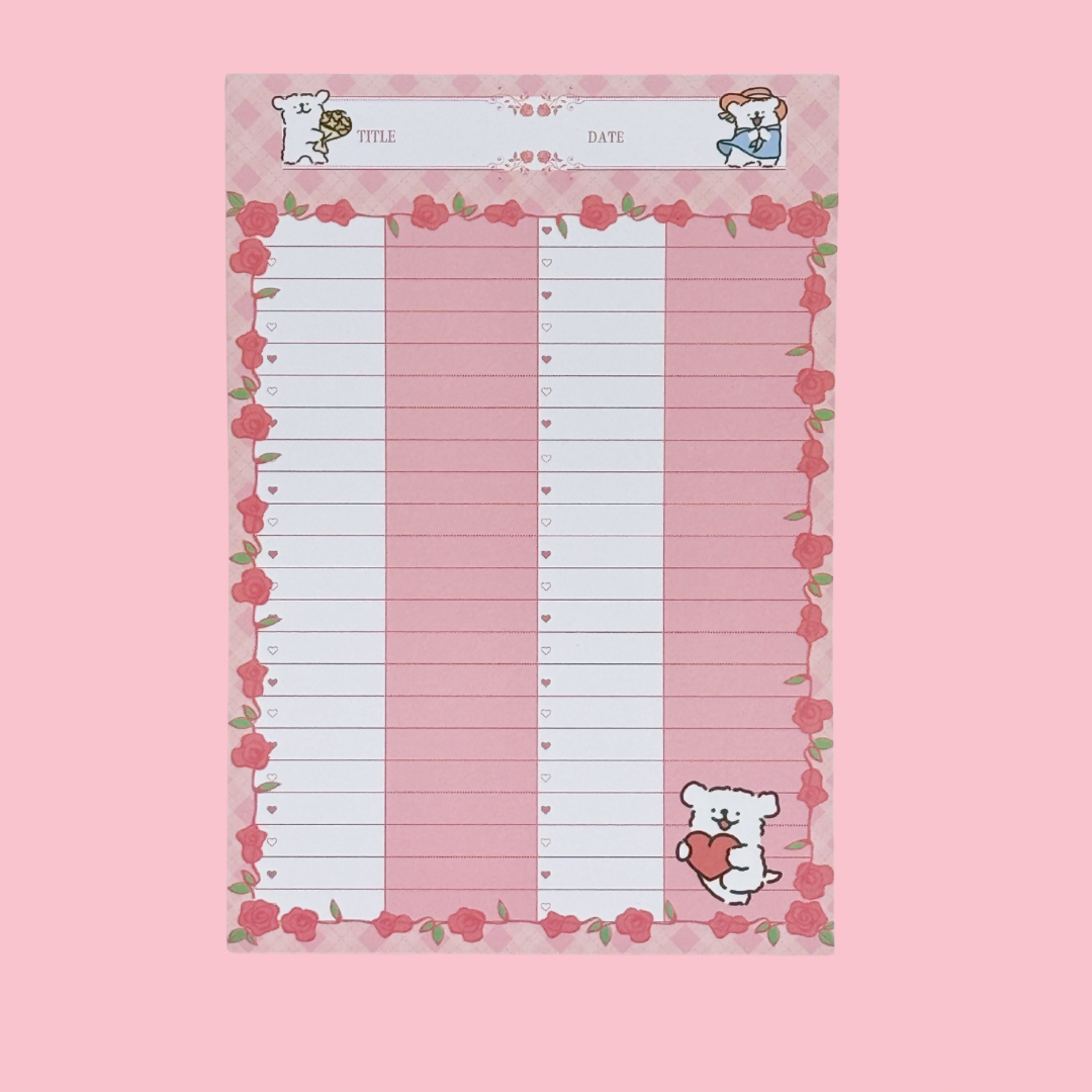 Rosy Bear Memo Pad