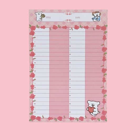 Rosy Bear Memo Pad