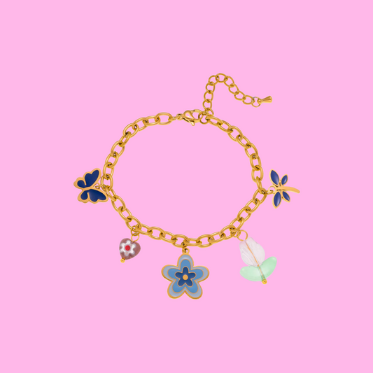 Blue Flower Charm Bracelet