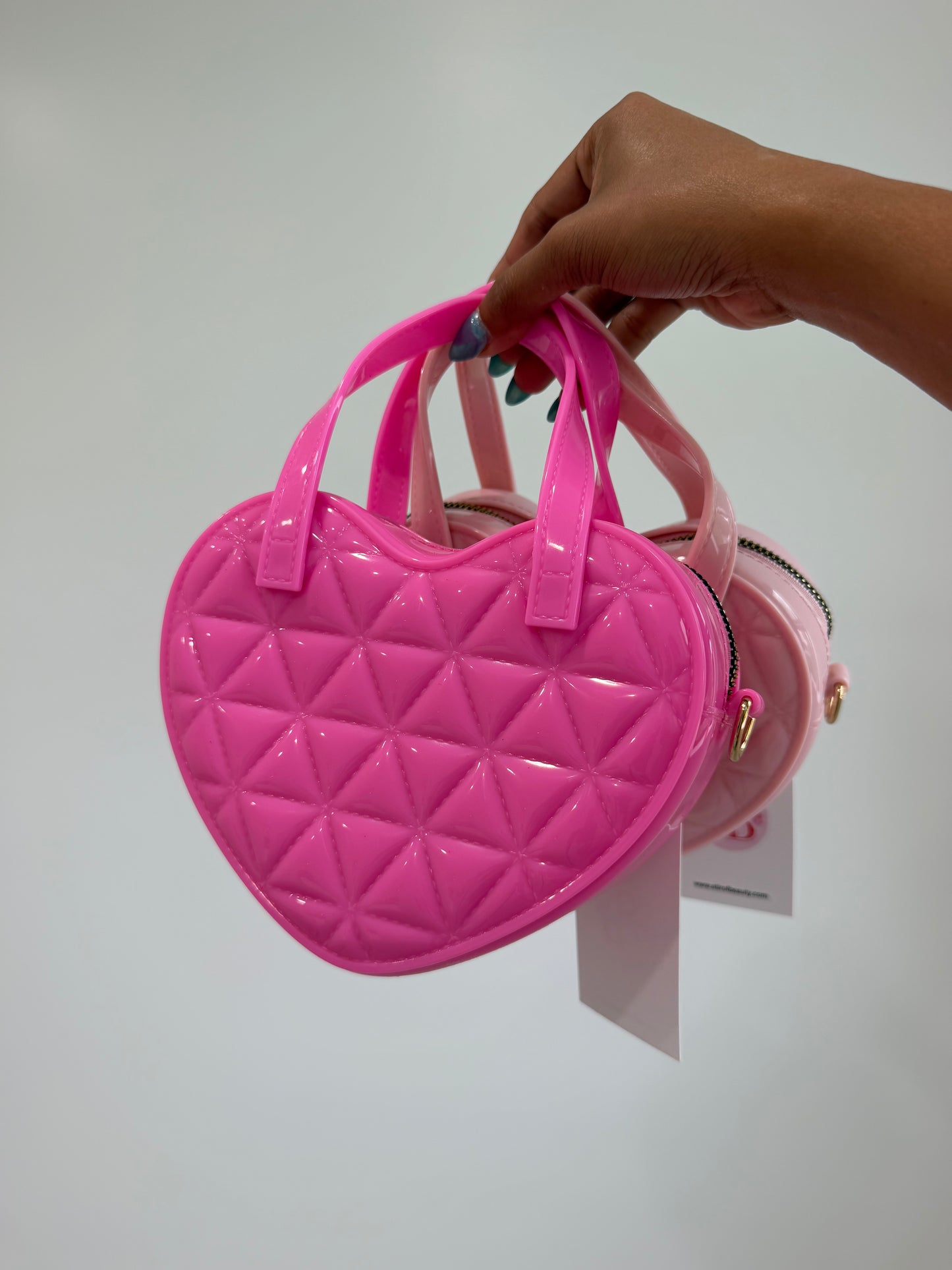 Quilted Heart Shaped Jelly Crossbody Chain Bag