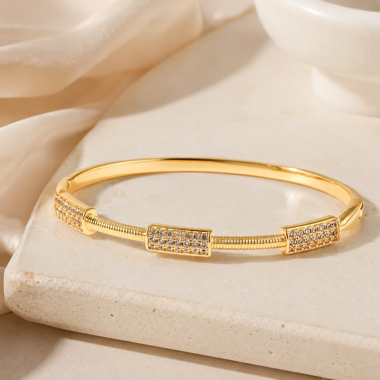Pavé Crystal Bar Bangle Bracelet