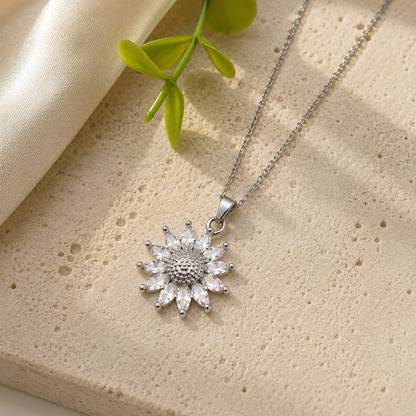 Sunny Sunflower Crystal Pendant Necklace