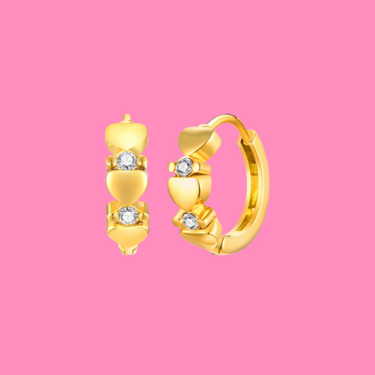 Heart To Heart Huggie Gold Hoops | B-75