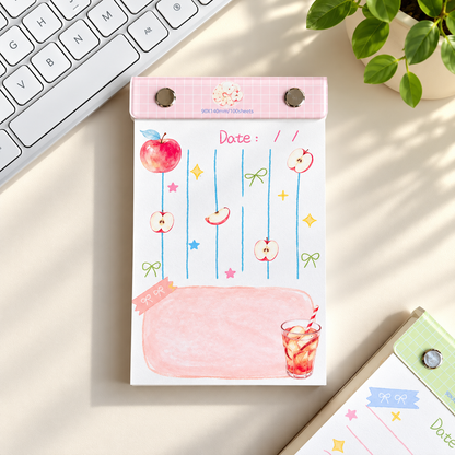 Kawaii Fruit Aesthetic Memo Notepad with Sturdy Hard Backing