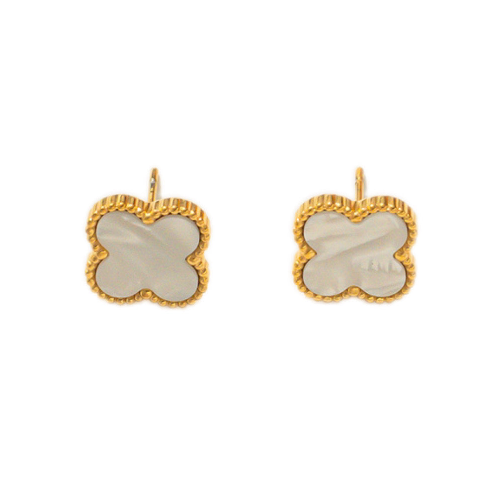 18K Gold plated Clover Stud Earrings ( Available in 5 colors )