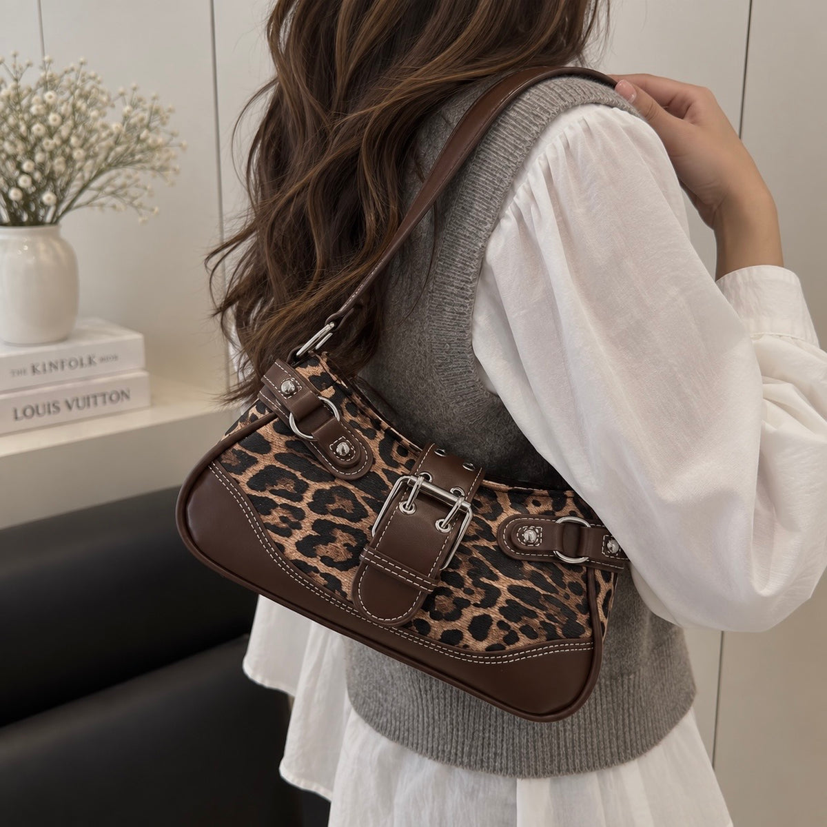 Leopard Print Y2K Shoulder Bag