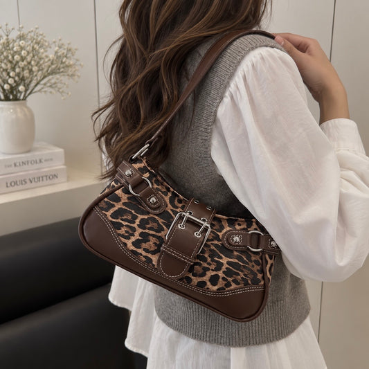 Leopard Print Y2K Shoulder Bag