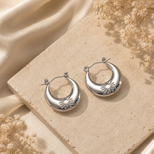 Angel Moon Hoop Earrings