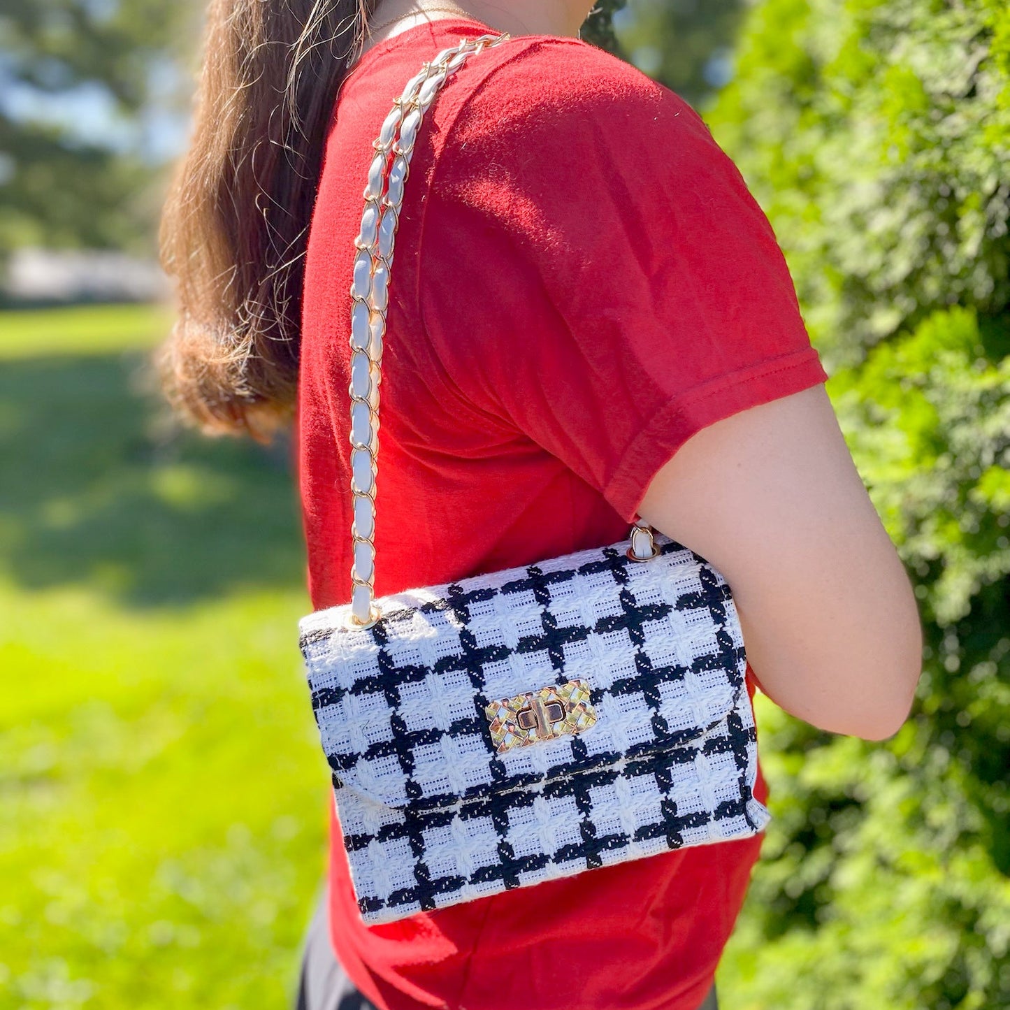 Tweed Chain Purse