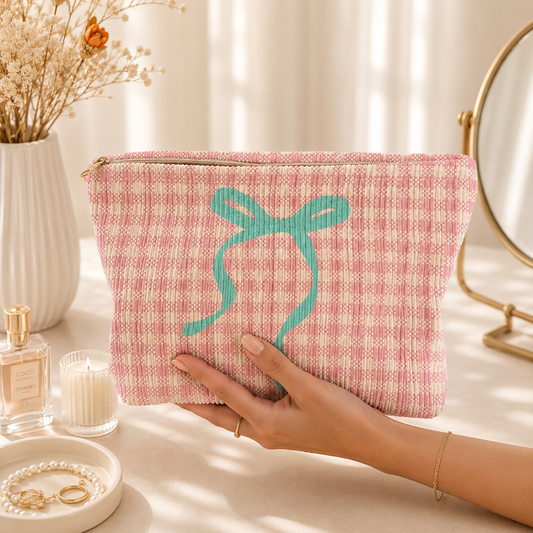 Cottage Gingham Makeup Bag