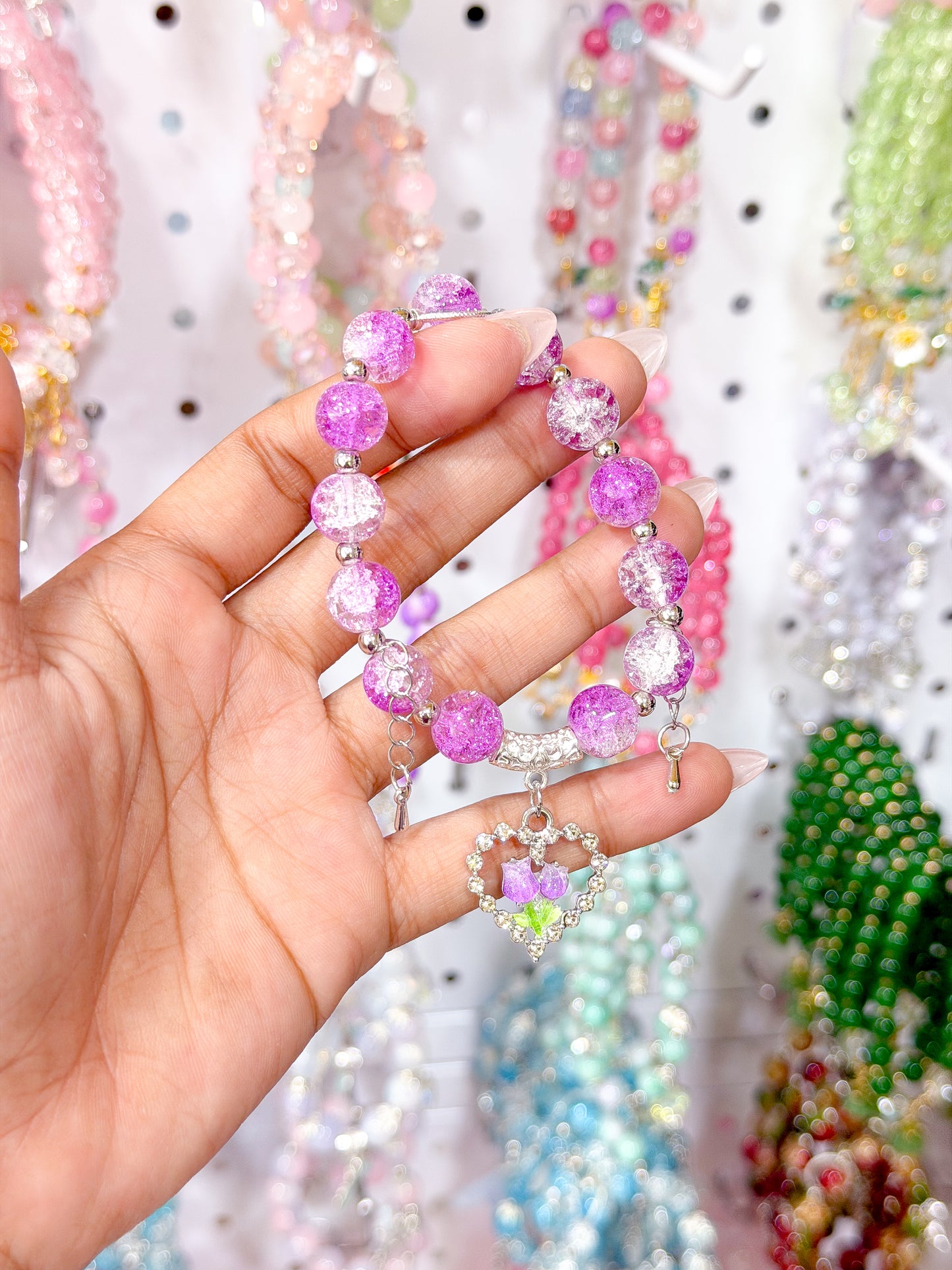 Butterfly, Moon & Tulip Lucky Charm Beaded Bracelets