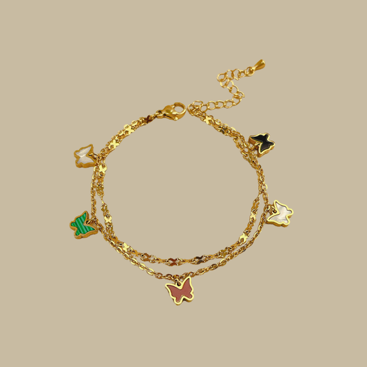 Butterfly Charm Layered Bracelet
