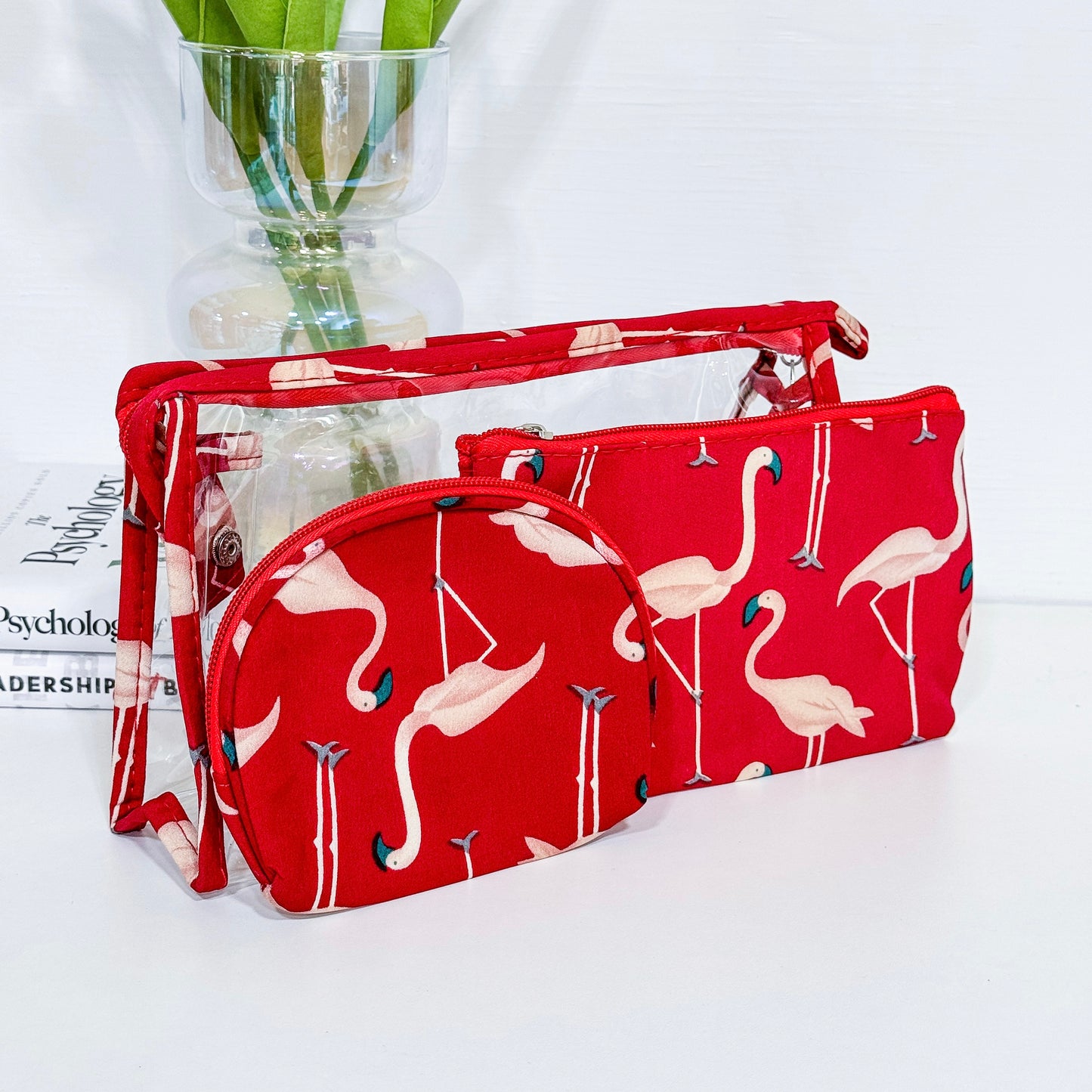 FLAMINGO MAKEUP BAGS SET ( 7 Color Available  )